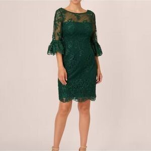 Adrianna Papell Embroidered Bell Sleeve Dress Size 2